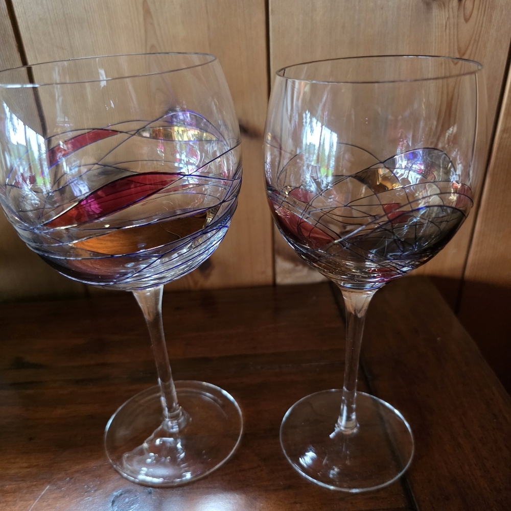 Artland Helios 1 Oversize Water Goblet  And 1 Wine Glass.